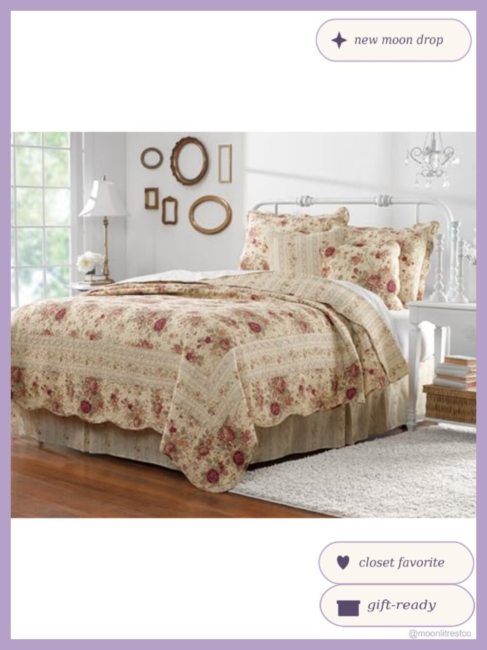 100% Cotton Patchwork Quilt Set 5-Piece Full/Queen Heirloom Machine Washable